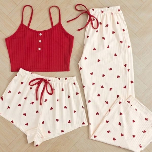Pyjamas 3Pcs coeur